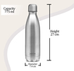 Milton Shine 800 Stainless Steel Water Bottle, 690 ml