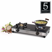 Usha Ebony Neo GS 2003 SS Thicker Glass Top 2 Burner Gas Stove (Black)