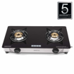 Usha Ebony Neo GS 2003 SS Thicker Glass Top 2 Burner Gas Stove (Black)