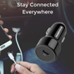 Ambrane 18W Fast Charging Type C Car Charger with Power Delivery (PD) Technology + Free Type C Cable (ACC83, Black)