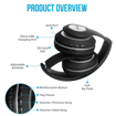 WH-83 Over The Ear Bluetooth Headphones with Wireless FM, Aux & SD Card Support (Black)