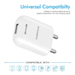 Ambrane AWC-38 2.1A Fast Wall Charger for All Mobiles, Tablets & Other Devices + Free Micro USB Cable (White)