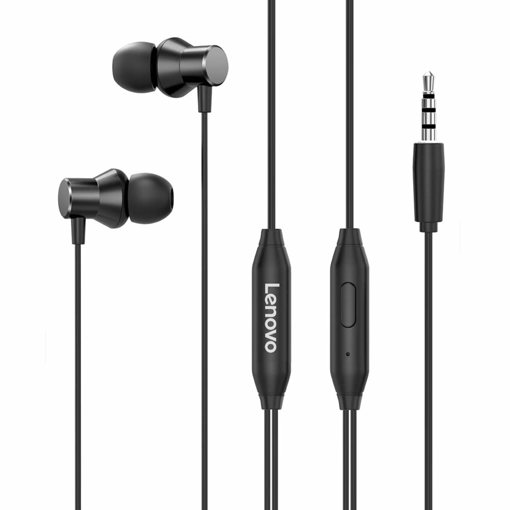 Lenovo HF130 Wired in Ear Earphone with Deep Base,10mm Dynamic Drivers,3.5mm Headphone with Mic Volume Control - (Black)