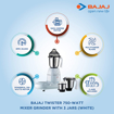 Picture of Bajaj Twister Mixer Grinder, 750W, 3 Jars (White)