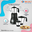 Picture of Bajaj Stormix 750W Mixer Grinder with 3 Jars, Grey and Silver