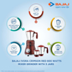 Picture of Bajaj Ivora 800W Mixer Grinder with Anti-Bacterial Coating and Nutri-Pro Feature, 3 Jars, Crimson Red