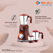 Picture of Bajaj Ivora 800W Mixer Grinder with Anti-Bacterial Coating and Nutri-Pro Feature, 3 Jars, Crimson Red