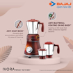 Bajaj Ivora 800W Mixer Grinder with Anti-Bacterial Coating and Nutri-Pro Feature, 3 Jars, Crimson Red की तस्वीर