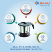 Bajaj Majesty Ktx 9 Multifunction Stainless Steel Kettle, 1200 Watts, 1 Liter की तस्वीर