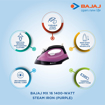 Bajaj MX16 1400 W Steam Iron Black Pink