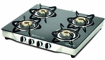 Bajaj CGX4  4 Burner Stainless Steel Glass ISI Certified Gas Stove Black