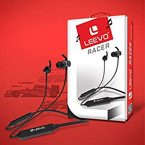 Leevo Racer Wireless Neckband Earphones with Micro SD Support and a Punchy Sound Ink Black की तस्वीर