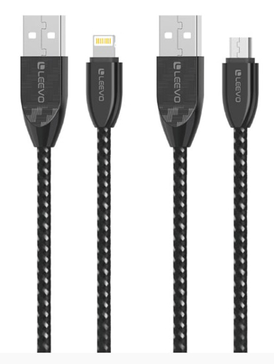 Picture of Leevo 160M MICRO TO USB 2.4A 1M FAST CHARGE SYNC CABLE BRAIDED ZINCALLOY METAL