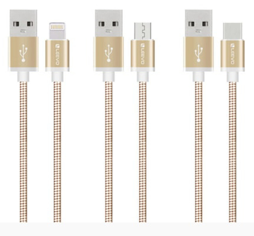 Picture of Leevo 172L LIGHTNING TO USB 2A 1M FAST CHARGE SYNC CABLE BRAIDED METAL SPRING