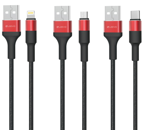 Picture of Leevo 162L LIGHTNING TO USB 2.4A 1M FAST CHARGE SYNC CABLE BRAIDED METAL SHELL