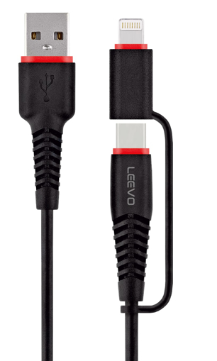 Leevo 150UTL 2 IN 1 TYPE C TO LIGHTNING ADAPTER 2A 1.2M FAST CHARGE SYNC CABLE की तस्वीर