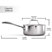 Picture of MILTON Pro Cook Triply Stainless Steel Sauce Pan with Lid Sauce Pan 14 cm diameter with Lid 1 L capacity Stainless Steel Induction Bottom