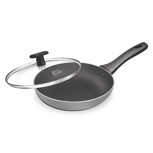 Picture of MILTON Pro Cook Black Pearl Induction Fry Pan with Glass Lid 22cm Fry Pan 22 cm diameter with Lid 1.4 L capacity Aluminium Non stick Induction Bottom