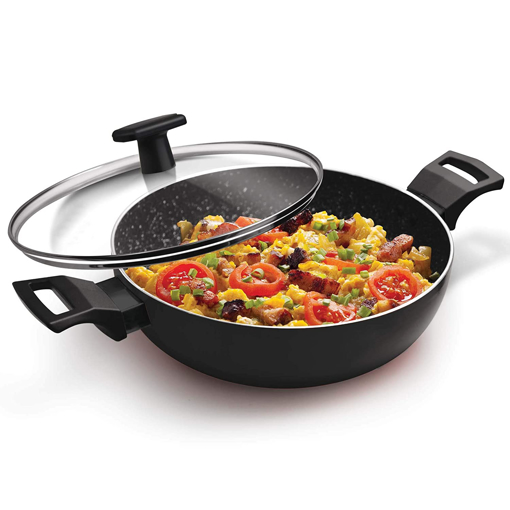 MILTON Pro Cook Kadhai With Lid Kadhai 26 cm diameter with Lid 3.4 L capacity  Aluminium Non stick Induction Bottom की तस्वीर