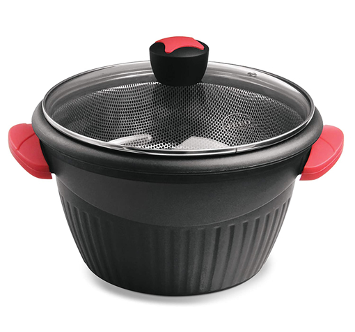Picture of TREO Die Cast Steamer Multipurpose Cooking Pot 4060 ml Pot 31.2 cm diameter 4.06 L capacity with Lid Aluminium Nonstick Induction Bottom