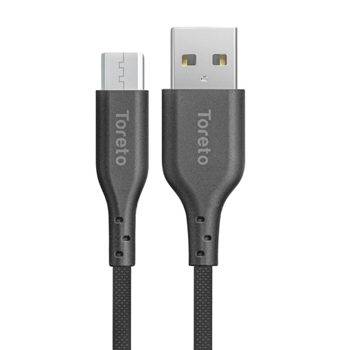 Toreto TOR 883 TOR Cord Trenza 1 m Braided Micro USB Cable Compatible with Mobile Tablet Bluetooth Speaker Black One Cable की तस्वीर