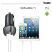 Toreto TOR 425 Tor Plush Dual USB Port Car Charger with Fast Charge 2.4A  Free Type C Cable Black की तस्वीर