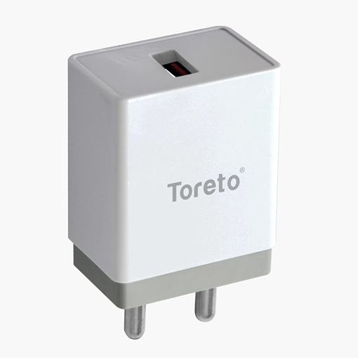 Toreto TOR 539 TOR Plug 1 Fast Charger With Charge & Sync Type C Cable 18 W 3 A Mobile Charger with Detachable Cable  White Cable Included की तस्वीर