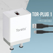 Toreto TOR 539 TOR Plug 1 Fast Charger With Charge & Sync Type C Cable 18 W 3 A Mobile Charger with Detachable Cable  White Cable Included की तस्वीर