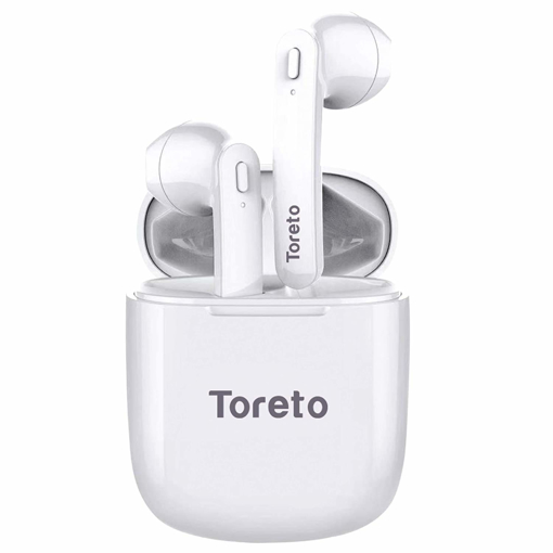 Toreto T Pods TWS Wireless Earbuds Handsfree Wireless Earphones TOR286 Bluetooth Headset  White True Wireless की तस्वीर