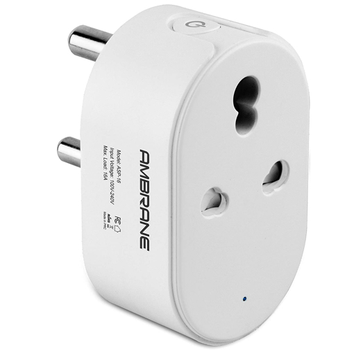 Ambrane WiFi Smart Plug 16A Control Your Devices from Anywhere No Hub Required Compatible with Alexa and Google Assistant ASP16 White की तस्वीर