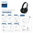 PHILIPS TAPH805BK Active noise cancellation enabled Bluetooth Headset  Black On the Ear की तस्वीर