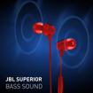 Picture of JBL T50HI by Harman Wired In Ear Headphone with Mic Red