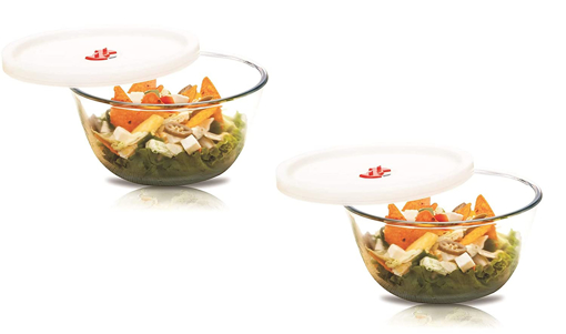 Picture of Signoraware Mixing Borosilicate Glass Bowl with Lids 1000 Ml Transparent Set of 2