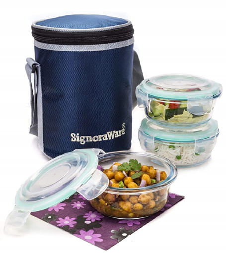 Signoraware Executive Glass 3 Containers Lunch Box  1200 ml की तस्वीर