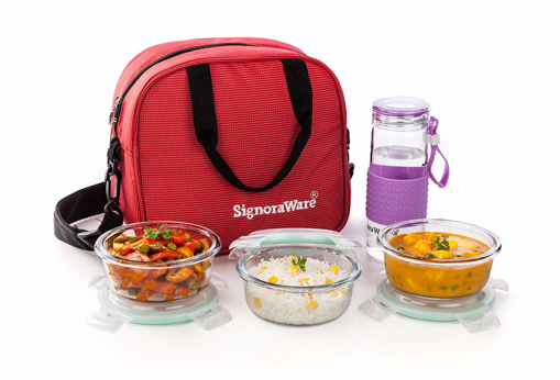 Signoraware Sling Glass 4 Containers Lunch Box  960 ml की तस्वीर
