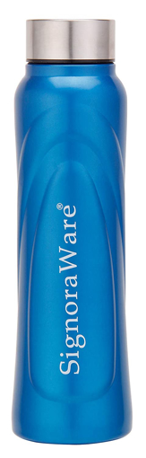 Signoraware Ambience Single Walled Stainless Steel Fridge Water Bottle 750 ml Blue की तस्वीर
