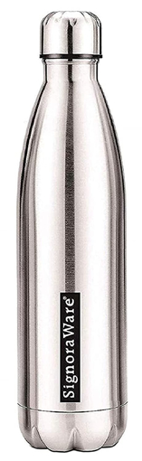 Signoraware Aace Single Walled Stainless Steel Fridge Water Bottle 1 L Multicolour की तस्वीर