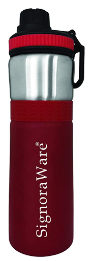Picture of Signoraware Egnite Single Walled Stainless Steel Fridge Water Bottle 750ml Red  Bottle Pack of 1 Red Steel