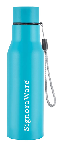 Picture of Signoraware Blaze Single Walled Stainless Steel Fridge Water Bottle 750 ml Blueed  Bottle Pack of 1 Silver Steel