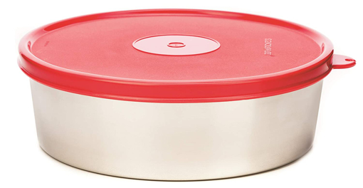 Signoraware Chapati Container Papad Box  3000 ml Steel Utility Container  Red की तस्वीर