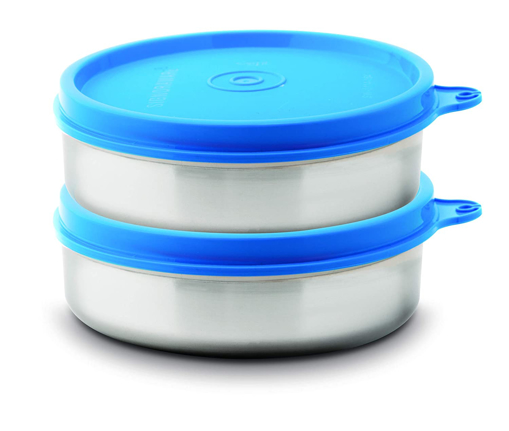 Signoraware Mini Mate  60 ml Steel Grocery Container  Pack of 2 Blue Silver की तस्वीर