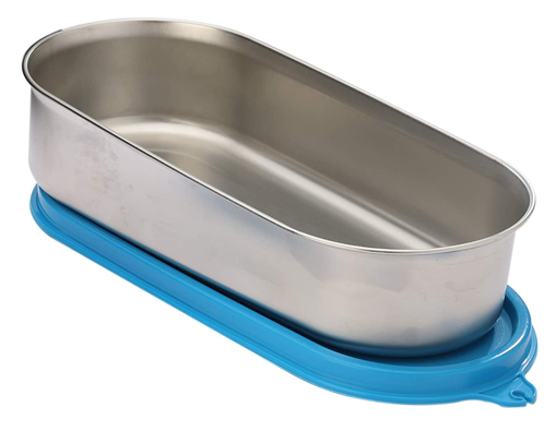 Picture of Signoraware  650 ml Steel Bread Container  Blue Silver