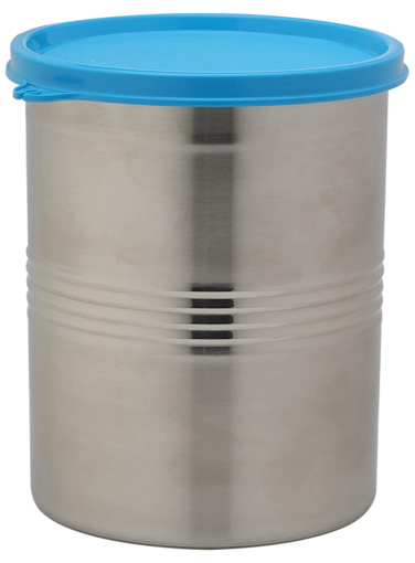 Picture of Signoraware round steel utility container 1500ml set of 1 1500 ml Steel Utility Container Pack of 1  Silver Blue