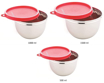 Picture of Signoraware Mixing Stainless Steel Bowl 500 Ml 1000 Ml 1350 Ml Set of 3 Red