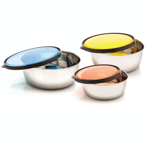 Picture of Signoraware Elegant steel bowl size container set of 3  625 ml 1000 ml 1375 ml Steel Utility Container  Pack of 3 Multicolor