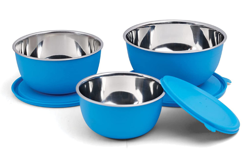 Picture of Signoraware Classic Microwave Safe Steel Container Set of 3 500ml 800ml 1250ml Blue Standard