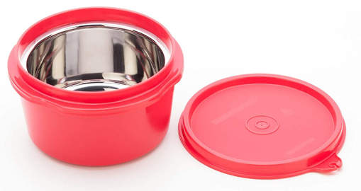 Signoraware Executive Microsafe STEEL 350ml container Set of 1 Red की तस्वीर