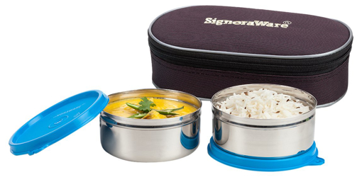 Picture of Signoraware Midday Max Fresh Stainless Steel Lunch Box Set 350ml Set of 2 2 Containers Lunch Box  700 ml