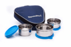 Picture of Signoraware 3532 Sleek Stainless Steel Lunch Box 250ml +250ml+350ml Set of 3 Blue 3 Containers Lunch Box  850 ml