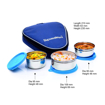 Picture of Signoraware 3532 Sleek Stainless Steel Lunch Box 250ml +250ml+350ml Set of 3 Blue 3 Containers Lunch Box  850 ml